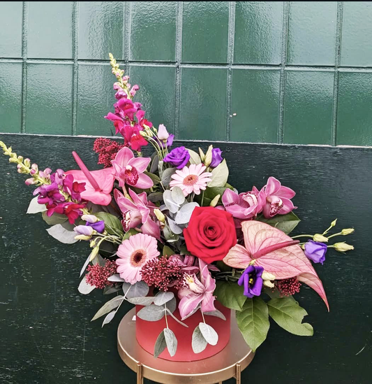 Valentines Hatbox Arrangement