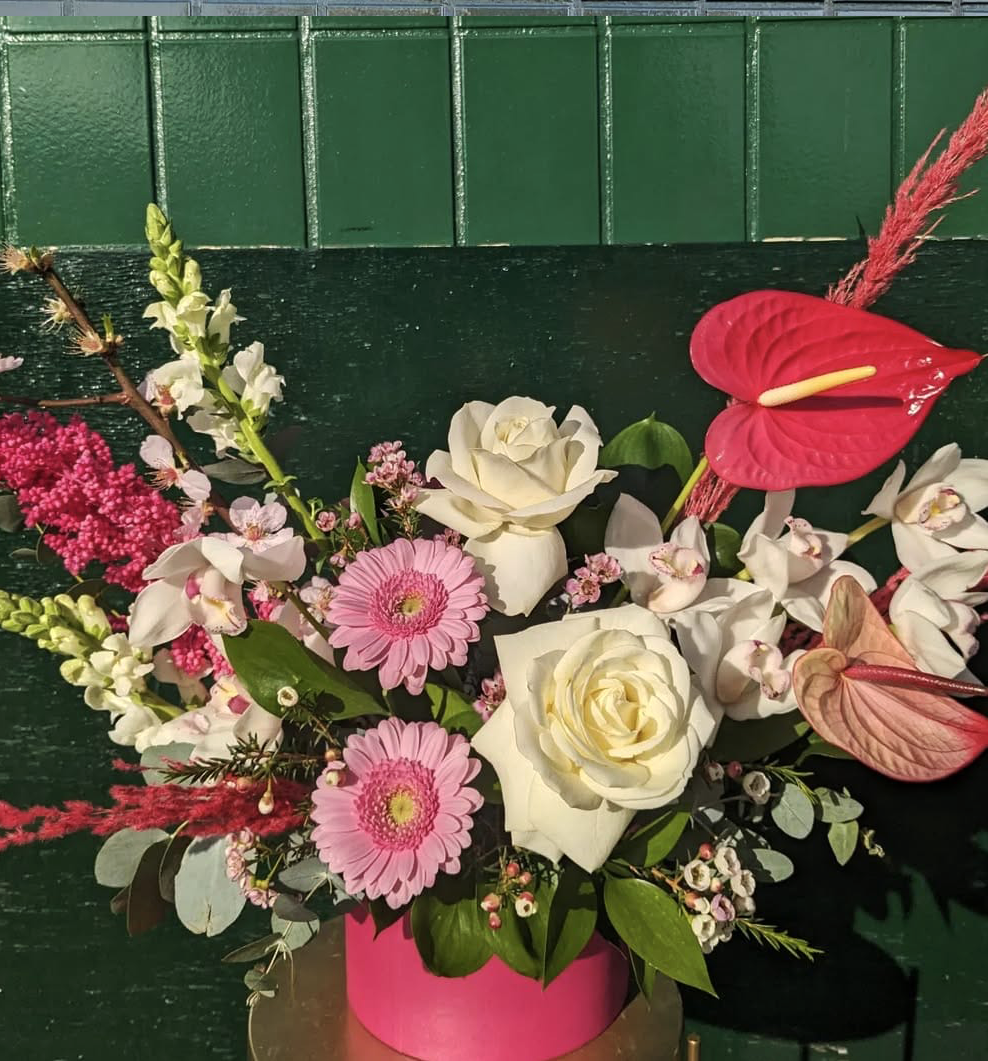 Valentines Hatbox Arrangement