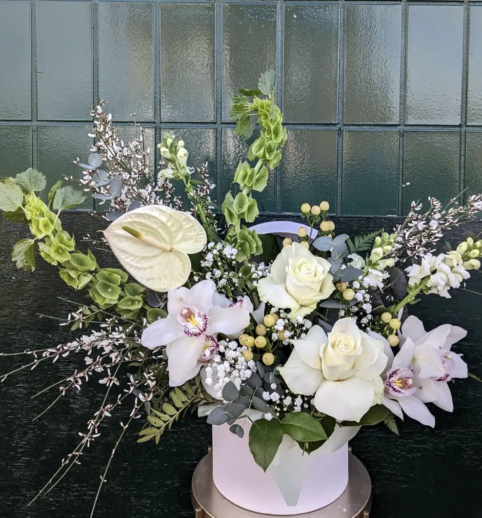 Valentines Hatbox Arrangement